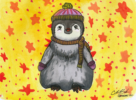 Postcard- Cozy Penguin