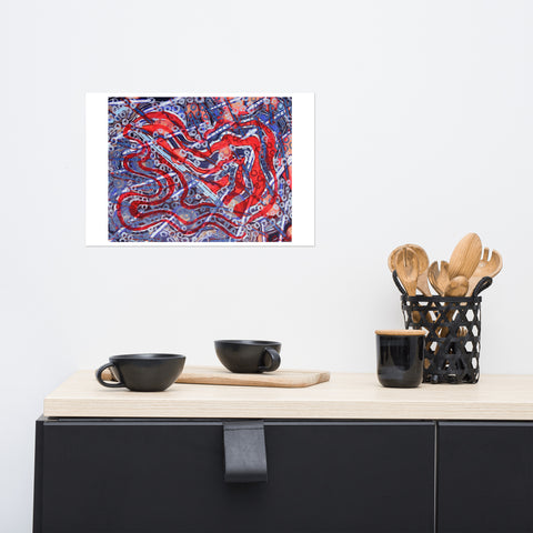 Basic Print- Abstract-Orange & Blue