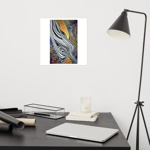 Basic Print- Abstract- Rainbow with Black & White