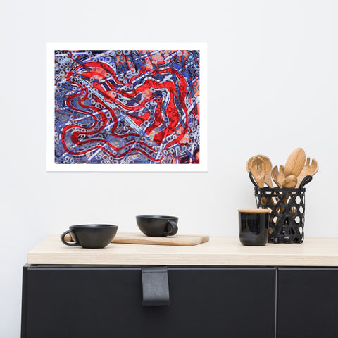 Basic Print- Abstract-Orange & Blue