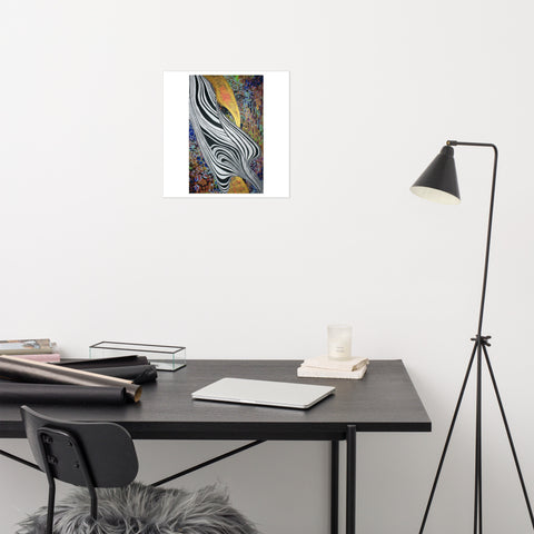 Basic Print- Abstract- Rainbow with Black & White