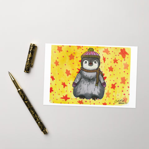 Greeting card- Cozy Penguin