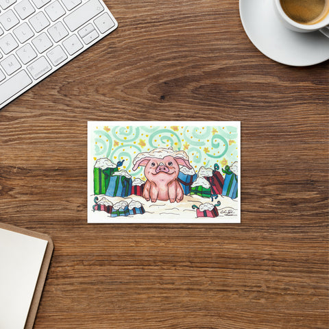 Greeting card- Pig and Gifts