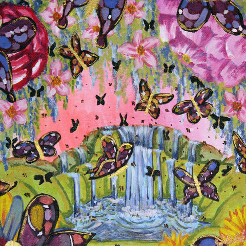 Butterfly- Flowers & Waterfalls