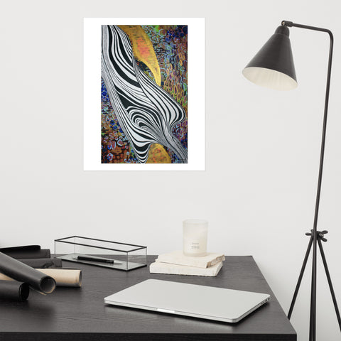 Print- Abstract- Rainbow with Black & White
