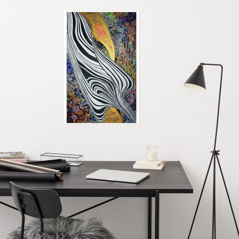 Print- Abstract- Rainbow with Black & White