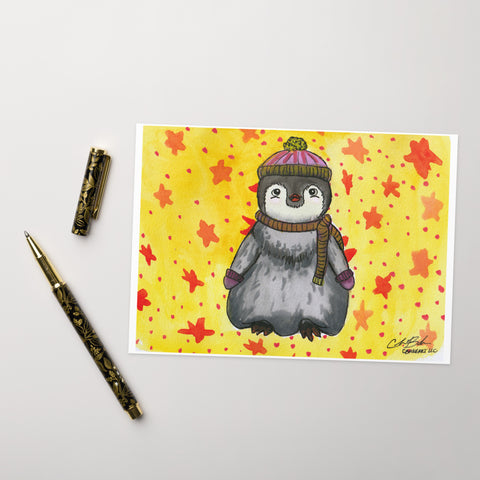 Greeting card- Cozy Penguin