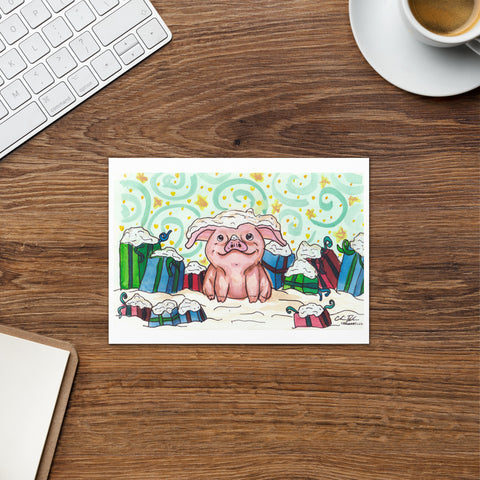 Greeting card- Pig and Gifts